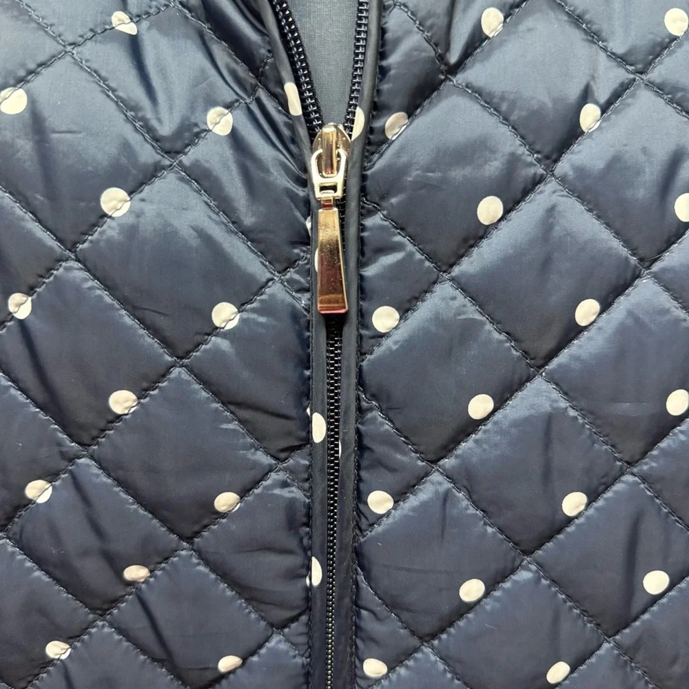KAREN SCOTT Navy & White Polka Dot Quilted Vest XXL